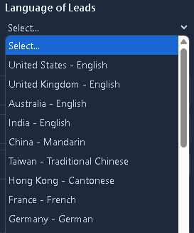 Language selection